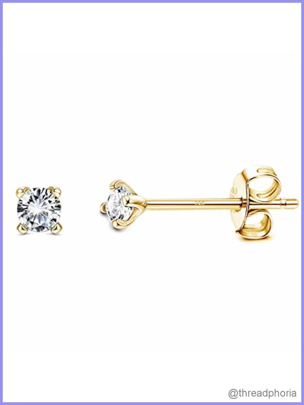 925 Sterling Silver 2mm CZ Stud Earrings Hypoallergenic
